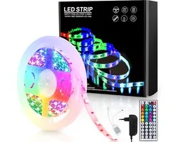 2 Meter LED Strip - light strip - RGB - Led strips - Verlichting - SMD5050 LED - met 44 Toetsen afstandsbediening - dimbaar - Zelfklevend - binnenverlichting - Sfeerverlichting voor Woonkamer, Slaapkamer, Gaming Setup
