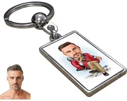 Big Boss Karikatuur - Gepersonaliseerde Karikatuur Sleutelhanger met Jouw Foto - Cadeau - Verjaardag - Kerst - Kado - Valentijn - Vaderdag - Vaderdag cadeautje - Vaderdag cadeau voor papa - Gepersonaliseerd Cadeau