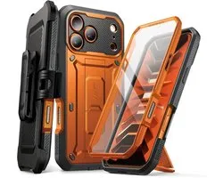 SUPCASE Hoesje Geschikt voor Apple iPhone 18 Pro / 17 Pro - Unicorn Beetle Pro Case met Ingebouwde Screenprotector - Beschermhoes met Holster en Kickstand Oranje