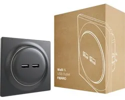 FIBARO Walli N USB Outlet - Antraciet - Klassiek basiselement