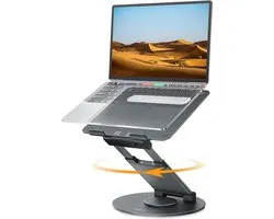 Support pour ordinateur portable - Réglable - Aluminium - Pliable - Vertical - Avec Refroidissement - Jusqu'à 20 kg - Convient pour: MacBook - 13 à 17 pouces - Support pour ordinateur portable - Support pour ordinateur portable - Grijs