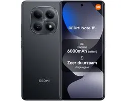 Xiaomi REDMI Note 15 - 8 GB RAM - 256 GB - Zwart - Grote 6000mAh batterij - Robuust schermglas - IP64 stof- en waterbestendig