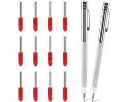 Tear Needle Set van 2 Stuks met Tungsten Carbide Pen en 12 Vervangende Markering Dots voor Glas, Metaal en Keramiek