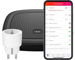 KlikAanKlikUit Smart Bridge Kit de démarrage avec prise de commutation - Commande centrale avec application Android/iOS - Compatible avec Google Assistant, Amazon Alexa, Apple HomeKit - WiFi