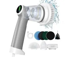 Elektrische Reinigingsborstel Handheld voor Badkamer - Led-display Spin Scrubber - 6 Borstelkoppen - Huishouden Vloer Autobanden - Type C Snel Opladen - 2 Modi Reinigingsmachine