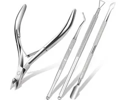 Cuticle Scissors, 4 pièces Cuticle Pusher Remover Set, Professionnel Cuticle Clipper Acier inoxydable Nail Scissors Pedicure Manicure Tools pour hommes et femmes