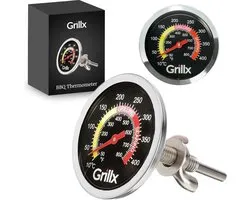 Grillx Monteerbare Barbecue Thermometer - Celsius en Fahrenheit - Inbouw Temperatuurmeter tot 400 °C - BBQ, Smoker & Kamado Accesoires