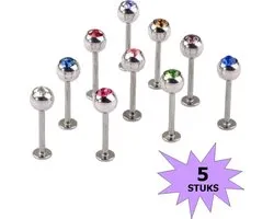 Fako Bijoux® - Piercing Labret - Cristal - 4mm - Set - 5 Pièces