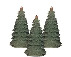 Anna's Collection LED kerstboom kaars - 3x - groen - 20 cm - kerstkaars - kerstdiner kaarsen