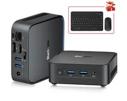 Blackview MP50 Mini PC Sets - 16 Go DDR4 - 512 Go M.2 SSD - AMD Ryzen 5 3500U - Jusqu'à 3,7 GHz - WiFi 5 - Windows 11 Pro - Petit PC 4K UHD - Gigabit Ethernet - Clavier et souris Bluetooth inclus - Noir