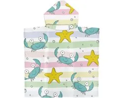 FANSU Badhanddoek met capuchon voor kinderen, strandhanddoek, poncho, surfen, microvezel, zacht, absorberend, badhanddoek, pareo, zwembad voor meisjes, kinderen, (zeezoog11,60 x 60 cm)