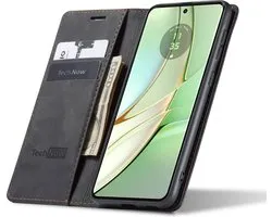 Coque Motorola Moto Edge 40 - Book Case Cuir Slimline Zwart