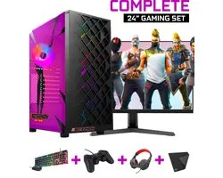 ScreenON - Game PC - Complete Fortnite Gaming PC Set - X13899 - V1 ( Game PC X13899 + 24 Inch Monitor + Toetsenbord + Muis + Controller )
