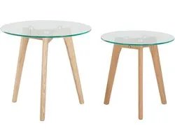 MISSOURI - Salontafel set - Lichte houtkleur - Glas