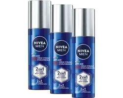 NIVEA MEN Anti-Age 2in1 Power Hydraterende Crème Gezicht - Dagcrème - Moisturizer - Normale en rijpere huid - SPF 30 - Met hyaluronzuur en Luminous630 - 3x50 ml - Voordeelverpakking