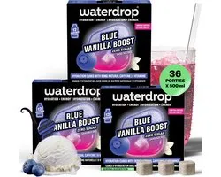 waterdrop Microenergy Blue Vanilla Set Poudre de Boisson Énergisante sans Sucre Goût d'Eau Caféine Naturel Faible en Calories Focus Sport Travail Hydratation