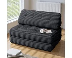 Xbro Slaapbank – 3-in-1 Opvouwbaar – Slaapbank 2 Persoons – 90×130 cm Ingeklapt / 200×130 cm Uitgeklapt – Donkergrijs