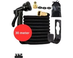 V&P Products® Tuinslang set compleet - 30 Meter - Tuinslang met 8 standen - Incl ophang haak en zak - Flexibel - Flexibele tuinslang - Flexibele tuinslang 30 meter