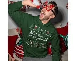 Sweat à capuche de Noël frison vert Wat Binne Wy Moai Fuort Net - Taille XS - Coupe unisexe - Costumes de Noël pour femmes et hommes