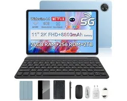 Tablette Blackview ZENO 10 - 24 Go de RAM + GB de ROM - 11 pouces - Batterie 8800 mAh - 5G - Clavier (QWERTY), étui de protection, souris, stylet inclus - Android 15 - Wi-Fi 5 - GPS - Blauw