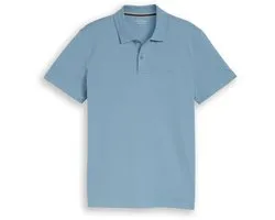Tom Tailor - Piqué poloshirt met geborduurd logo - Maat M - mountain spring blue