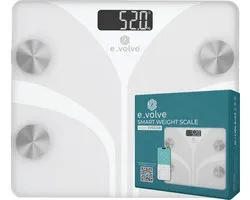 Pèse-personne numérique e.volve Scale - Wit - Balance intelligente avec analyse corporelle 14x, y compris le pourcentage de graisse - Incl. Application