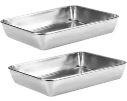 2 Pack 30 x 24 x 5cm Rvs Bakbladen - 12 x 9.4 x 2 Inch Rechthoekige Koekjesplaat - Bakplaat en Grill voor Taart, Brownie, Koken, Keuken
