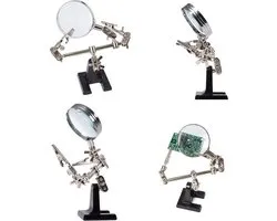 Velleman Derde hand met vergrootglas, handig en flexibel, dioptrie x 2.5, roestvrij staal, 6 bolgewrichten