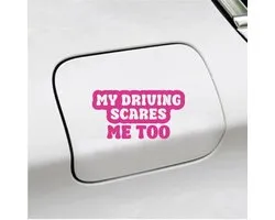 Bumpersticker - My Driving Scared Me Too - 10x19 - Roze