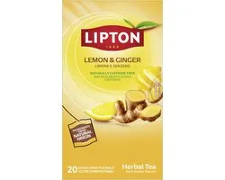 Lipton Herbal Tea Lemon & Ginger - 80 Piramide Theezakjes - Kruidenthee Citroen & Gember - 4 x 20 Zakjes - Voordeelverpakking