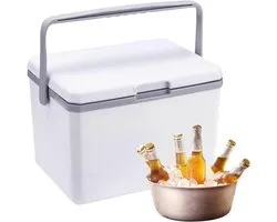 Camping Koelbox - Draagbare Koeler - Picknick en Strand - Langdurige Isolatie - 5 Liter Capaciteit - Blauw Wit