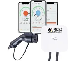 Borne de recharge - Wallbox - 3 Phases - 22kW - 32A - EV Charger - Type 2 - Câble 5 mètres - App - RFID