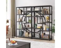 Tribesigns Bookshelf Industrial 5 Tier Shelf Bookcase, Freestanding High Bookshelves Display Shelf Storage Organizer with 9-Open Storage Shelf for Living Room, Bedroom