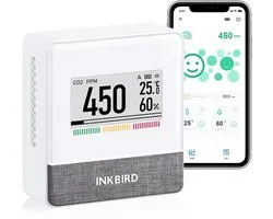 Inkbird Bluetooth CO2 Meter, IAM-T1 Air Quality Meter Thermometer Hygrometer Air Pressure with Electronic Ink Screen, App Monitor, 4 Years Battery Life, for Home, Office