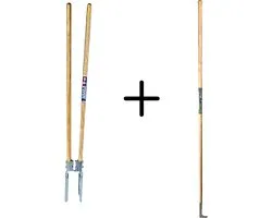 Synx Tools Voegenmes RVS + Spear & Jackson Palenzetter - Grondgatheffer met houten handvat - Met twee Essenhout stelen - onkruidmes - voegenkrabber met steel 150cm