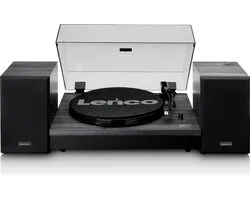 Lenco LS-300BK - Platine avec Bluetooth et deux haut-parleurs externes, noir