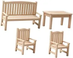 Toddmomy 4pcs Garden Chair Dollhouse Dining Table Toy Mini House Decoration Prop Miniature Bench Micro Landscape Chair DIY Landscape Bench Decoration Furniture Wooden Ornaments