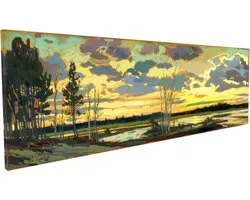 Kai Ingåilström - Scandinavisch / Canadees Landschap Panorama Zonsondergang / Zonsopkomst Schilderij No. 31 - Fine Art Print op Canvas 90x30 cm
