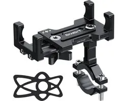Houder voor mobiele telefoon - aluminiumlegering - motorfiets scooter fiets - universeel - snelspanner - buiten - stuur - 360 graden - Tiakia