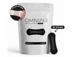 OMNIAIR Neusstrips Daily - Nose Strips - Anti snurk - Neuspleisters - Neusspreider - Slaappleisters - Zwart (30 Stuks)