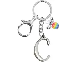 Metal Letter Keychain with Angel Charm – Personalized Friendship Gift for 18th Birthday