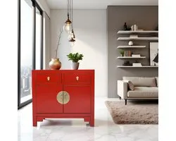 Fine Asianliving Chinese Kast Rood - Lucky Red - Orientique Collectie B90xD40xH80cm Chinese Meubels Oosterse Kast