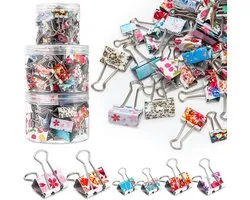 Cholemy 112 stuks bindmiddel clips verschillende maten bindmiddel paperclips decoratieve mini bindmiddel clips kantoorbenodigdheden metalen clips met doos voor kantoor, school, thuisgebruik, 0,75