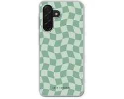 Étui Case Company® - Compatible avec Samsung Galaxy A26 - Vert quadrillé - Coque souple - Protection intégrale des côtés et des bords de l'écran