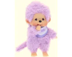 Monchichi met slab - pastel paars - 15 cm