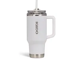 IGLOO - Flip ‘n’ Sip - Drinkbeker met rietje - wit - 0,946L - Thermosfles - RVS - Drinkbeker voor School