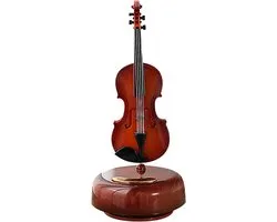 Musiin Rotating violin music box creative retro desktop ornament simulation model (brown)