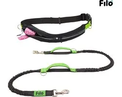 Filo Elastische Hardloopriem Hond Middel - Hondenriem Handsfree voor Wandelen & Hardlopen - Canicross Heupgordel - Hondenlijn Looplijn 2 Meter - Trainingslijn Heupriem Hond - Leiband