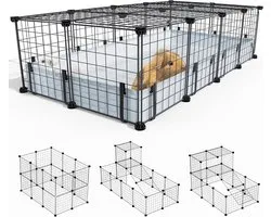 BUCATSTATE Guinea Pig Cage with Waterproof Mat, 20 Panels Small Animal Box, 2 Doors, Metal Rabbit Cage, C&C Cage for Hedgehog, Puppy, Kittens, Chickens (120 x 60 x 30 cm)