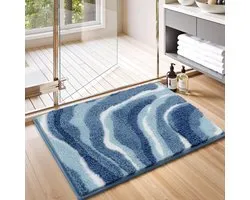 Non Slip Bath Mat 45 x 65cm, Microfiber Soft Thick Bathroom Mat, Super Absorbent Shaggy Bathroom Rug Floor Mats, Machine Washable Quick Dry Bath Rug Foot Mats for Shower Room, Bath
